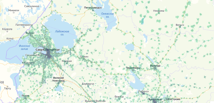 Зона покрытия МТС на карте Орехово-Зуево 